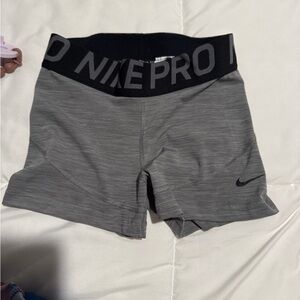 Nike Pro Gray Heathered Compression Bike Shorts with Black Waistband
